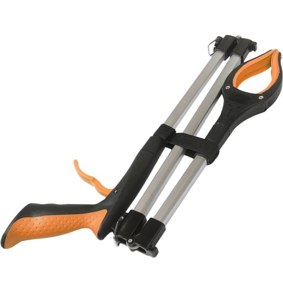 KONTONTY Comfort Grip Foldable Trash Picker Tool Orange Color with Durable Aluminum Alloy Build