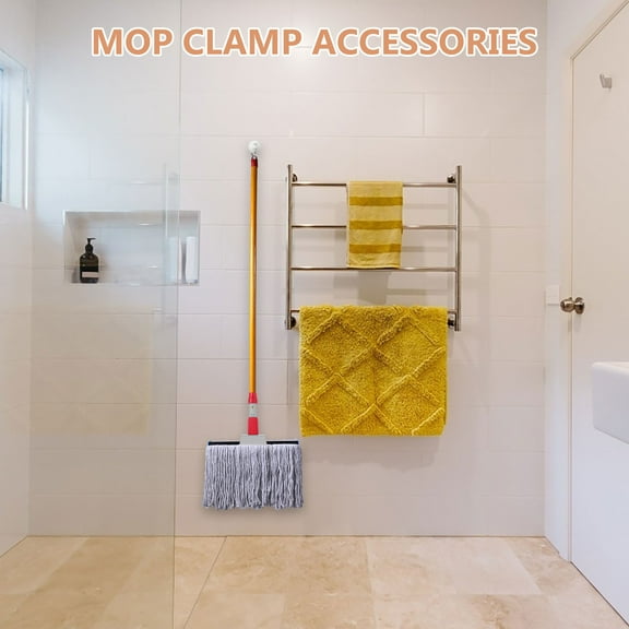 KONTONTY Commercial Heavy Duty Mop Handle with Jaw Clamp for Wet Gripper Mop Replacement 1 Set Floor