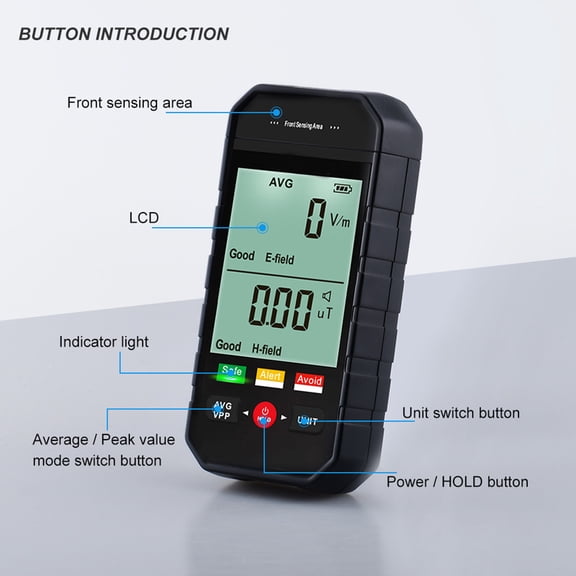 KONTONTY Compact Radiation Detector Black for Precise Magnetic and Electric Field Monitoring