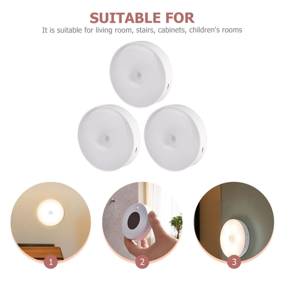 KONTONTY Compact White LED Motion Sensor Night Light for Indoor Use Durable ABS Material Safe Eye Protection