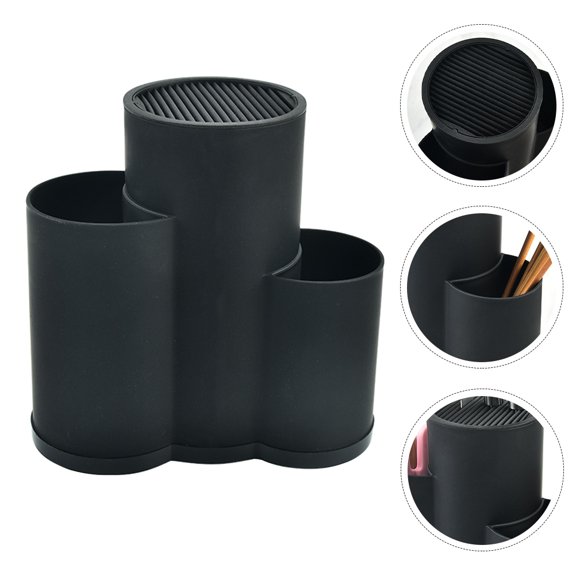 KONTONTY Black Multi Function Kitchen Cutter Storage Stand with Draining Rack