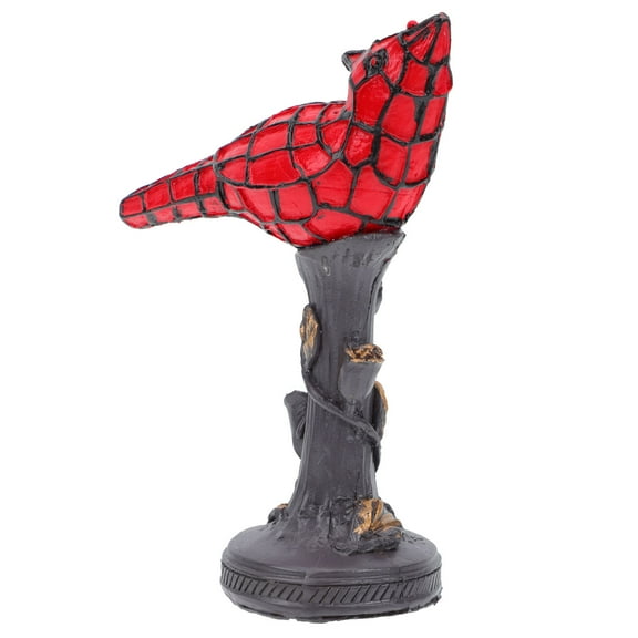 KONTONTY Chic Red Resin Bird Modeling Table Light Home Desk Lamp with Fine Craft and Texture