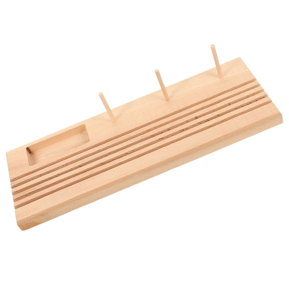 KONTONTY Wooden Spool Holder Storage Rack in Khaki, 1 Set - Ideal for Home Sewing and Craft Organization