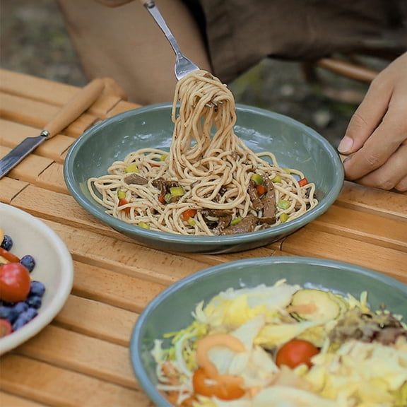 KONTONTY Retro Style Enamel Food Plate with Flat Edges for Home and Holiday Entertaining