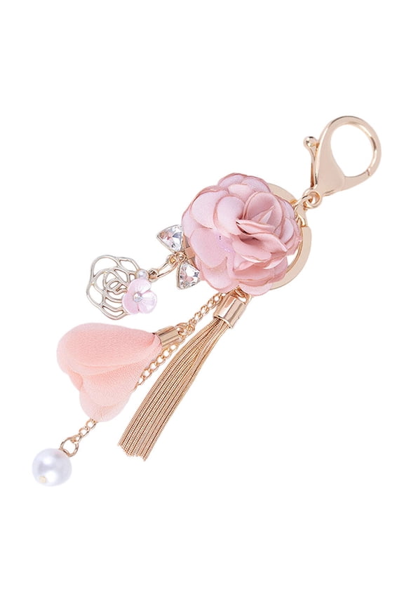 Cute Keyring Flower Design Fabric Keychain 1Set for Everyday Use