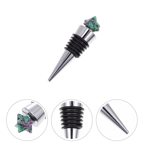 KONTONTY Stone Decor Wine Stopper Assorted Color Stainless Steel Easy Insertion