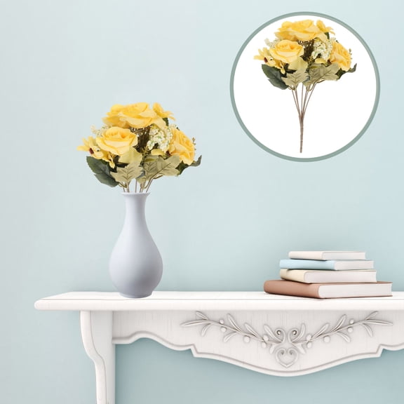 KONTONTY Silk Artificial Flower Adornment for Indoor Use Light Yellow Decor