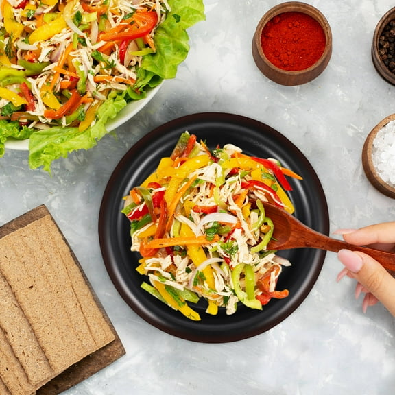 KONTONTY Dinner Plates Ceramic Cute Decorative Porcelain Vegetable Salad Black