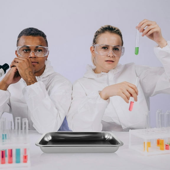 KONTONTY Stainless Steel Dissection Tray for Lab Use Multifunctional Science Instrument with Smooth Edges