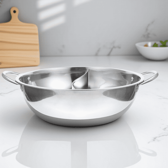 KONTONTY Heavy Duty Stainless Steel Hot Pot with Handles and Divider for Kitchen