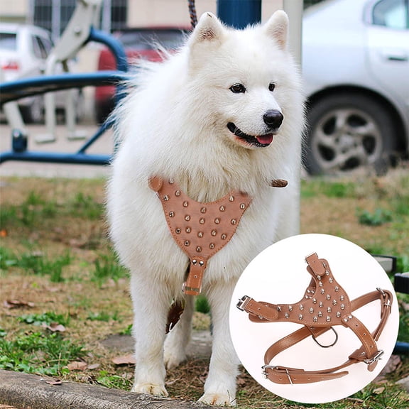 KONTONTY Light Brown PU Dog Spike Training , and Comfortable, 1 Piece