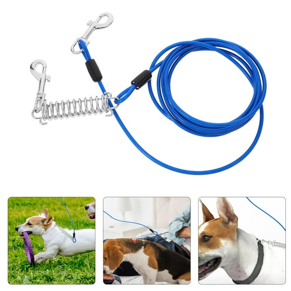 KONTONTY Dog Tie Out Cable Dog Runner Cable With Swivel Hook And Shock Absorbing Spring Dog Leash Run Tether Leash For Small To Medium Pets