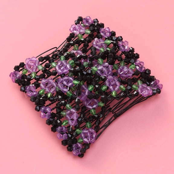 KONTONTY Double Row Hair Comb for Women in Purple Cloth Material Easy to Use and Style Any Hair .5 Inches