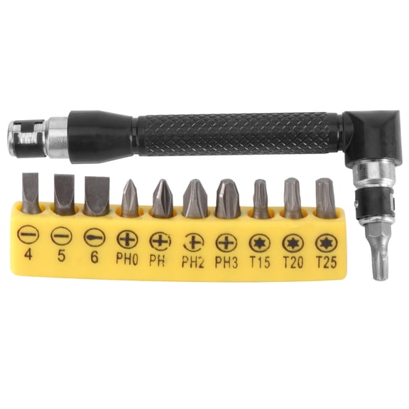 KONTONTY Double-headed L-shaped Socket Wrench Extension Handle Screwdriver 1/4'' 90 Degree Right Angle Screwdriver Adapter