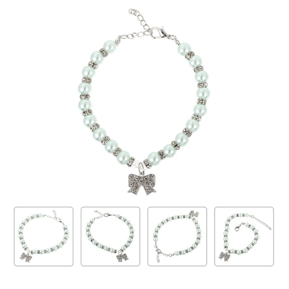KONTONTY Collar with Imitation Pearls and Adjustable Buckle for Chic and Safe Pet Use