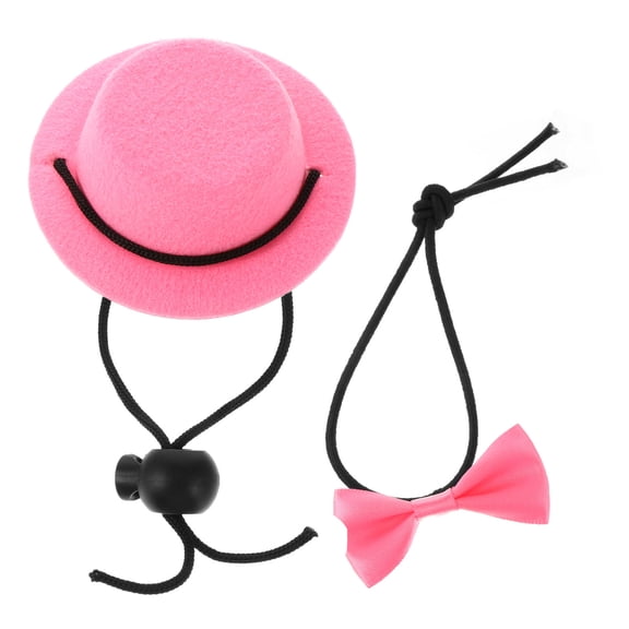 KONTONTY Durable Pink Bunny Hat and Bow Tie Pet Costume Accessories for Rabbits Hamsters Hedgehogs and Chinchillas