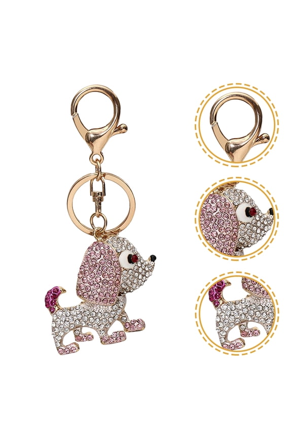 Cute Key Pendant Dog Keyring Alloy Pink 1 PCS Key Decoration for Gifting