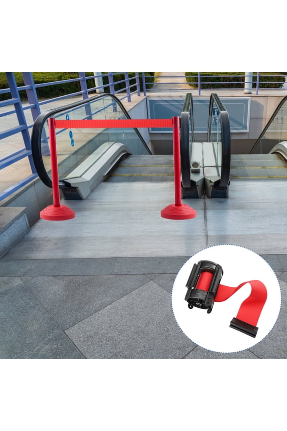 Red Plastic Retractable Isolation Belt for , Queue Management, and Use in Public Spaces
