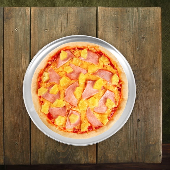 KONTONTY Stainless Steel Pizza Pan with Holes for Oven Baking Even Heat Distribution Nonstick Plated Silver Pizza Tray
