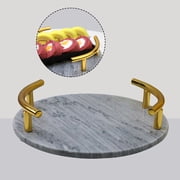 KONTONTY Stone Marble Cake Display Tray with Handle for Home and Event Hosting