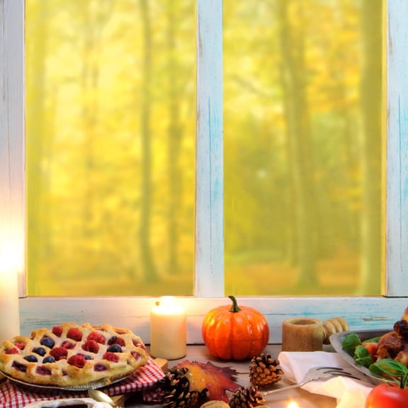 KONTONTY Yellow PVC Explosion-Proof Decorative Window Film for Glass, 1 Pack - Safety & Privacy