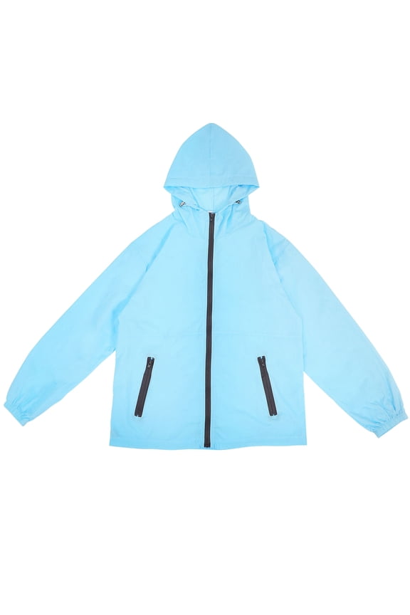 Womens Fall Jacket Sky Blue Lightweight Hooded Utility Jacket for Cycling Travel