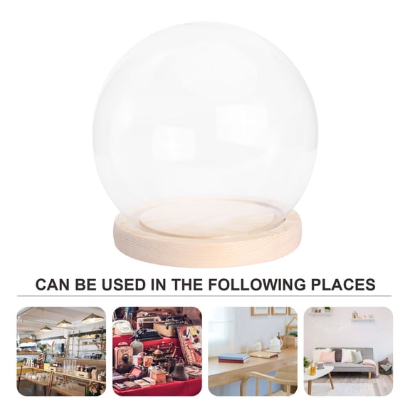 KONTONTY Figurine Display Dome with Wooden Base, Protective Glass Cover for Models and Collectibles, , Assorted Colors Set
