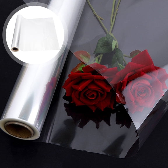 KONTONTY Floral Transparent Cellophane Wrapping Paper for Wedding, Birthday, Christmas Wrap and Packaging