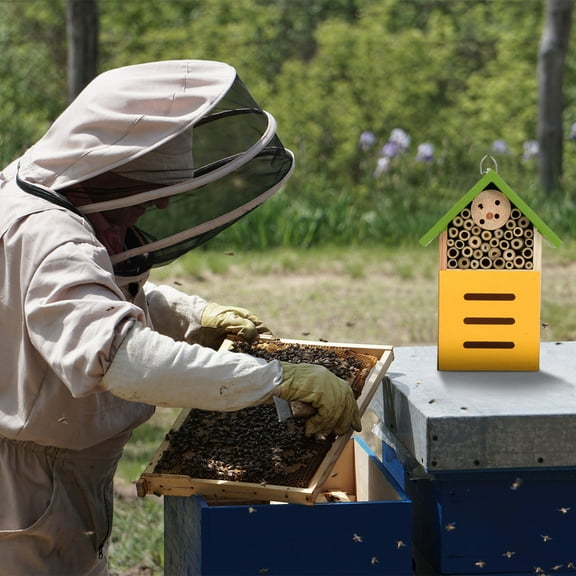 KONTONTY Honey Bee House Green Wood 1Pc 23x12cm