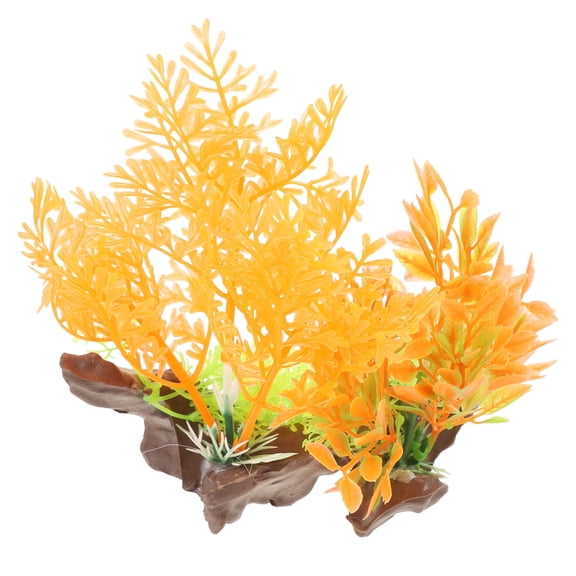 KONTONTY Orange Artificial Aquarium Plant Fish Tank Decoration for Freshwater and Betta Fish