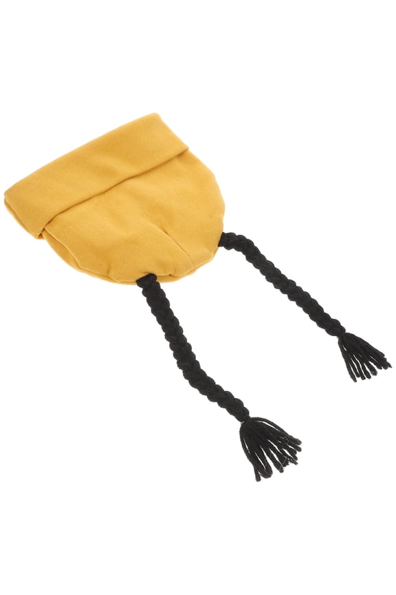 Winter Knitted Beanie Hat with Ponytail, Ginger Yellow Braid Wig, Cute Newborn Accessory for Cold Weather