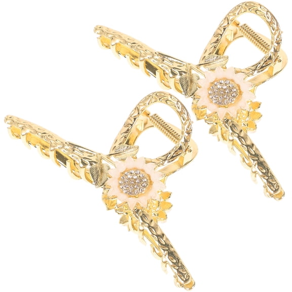 KONTONTY 2pcs Decorative Claw Clips Sunflower Claw Clip Hair Styling for Women Parties Golden