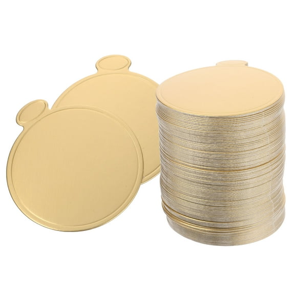 KONTONTY Mini Cake Plate Golden Paper 100 Sheets