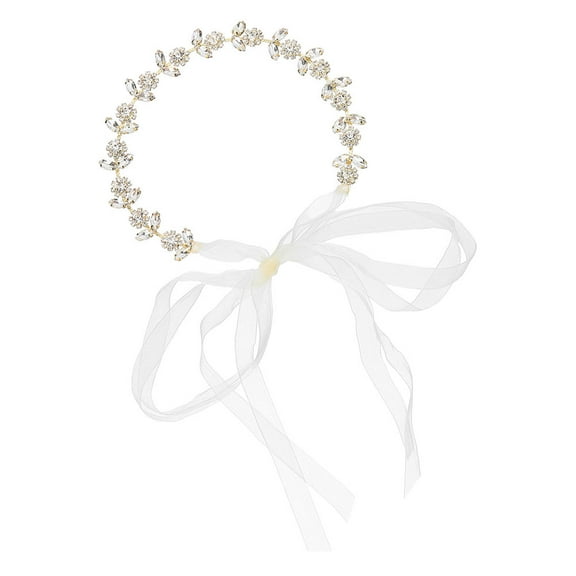 KONTONTY Golden Wedding Headpiece Rhinestone Headdress for Bride Decor Suitable for Parties and Photos 1 Piece