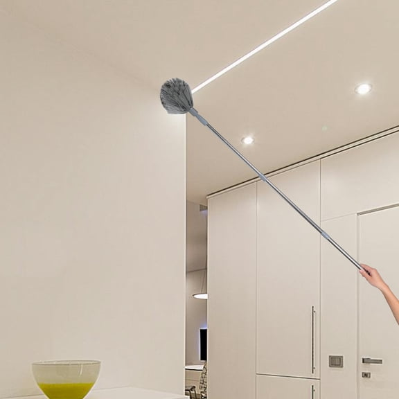 KONTONTY Grey Cobweb Cleaning Brush for Home Use with Extended Reach and Corner Dusting