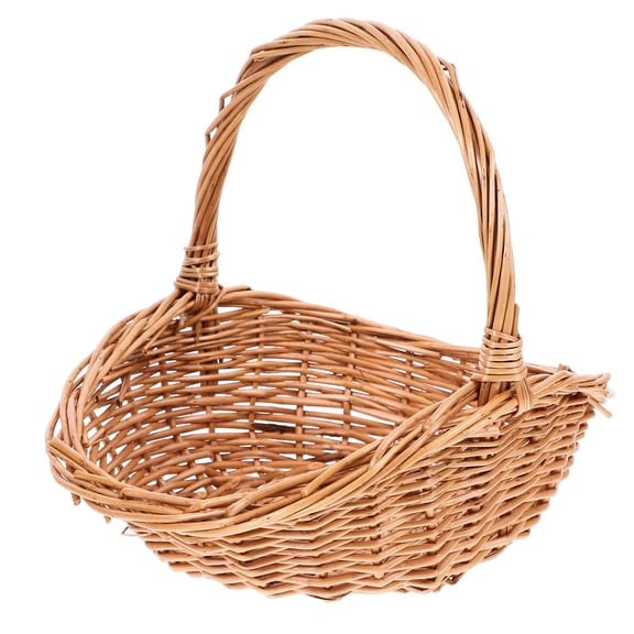 KONTONTY Handmade Oval Handheld Basket Natural Style Woven Storage Organizer 1 Set