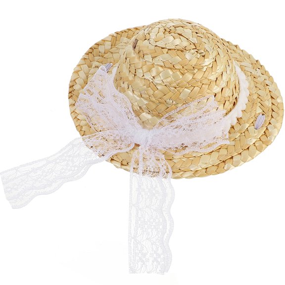 KONTONTY Comfortable Light Brown Cat Straw Hat with Bowknot Perfect for Parties