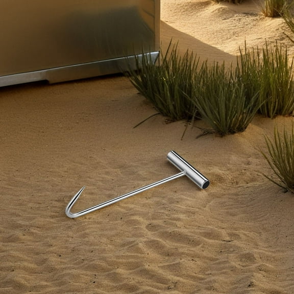 KONTONTY Heavy Duty T-Shaped Metal Handheld Hook for Lifting Manhole Covers Multipurpose Cover Hook Ergonomic Handle Grate Lifting Tool