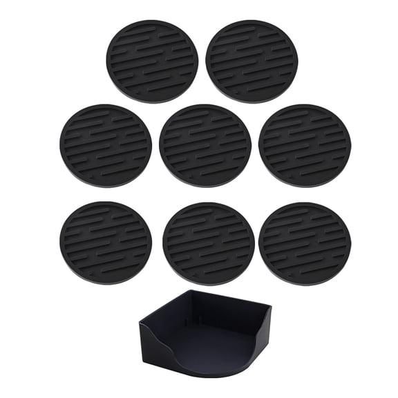 KONTONTY Hemoton 8pcs Round Silicone Coasters for Drinks Anti Slip with Holder for Coffee Table Cup Pads