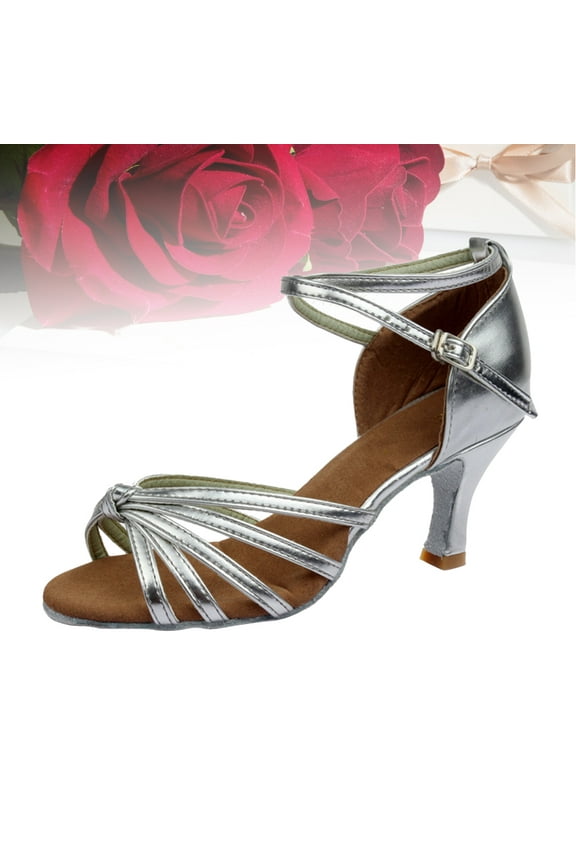 High Heel Shoes 1 Pair Silver Classic Design Knotted Strap For Ladies Dancing Banquet