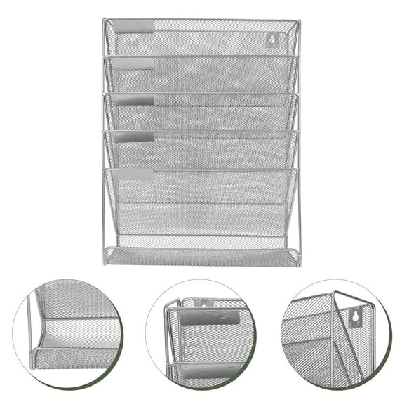 KONTONTY Home Use Silver Metal Hanging File Rack Multi Layer Document ...