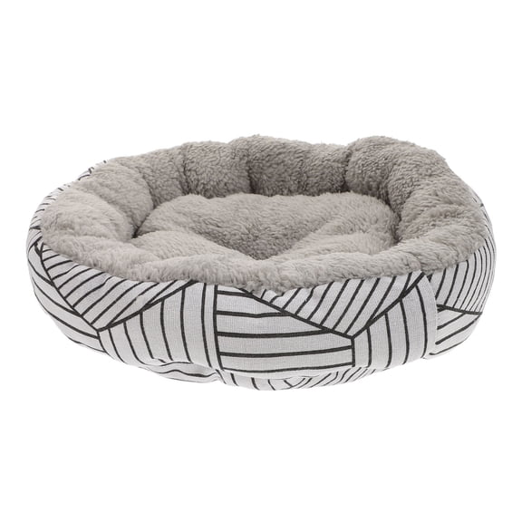 KONTONTY Grey Indoor Pet Bed with Lamb Fleece, Warm and Dog Cushion, Washable Sleeping Nest