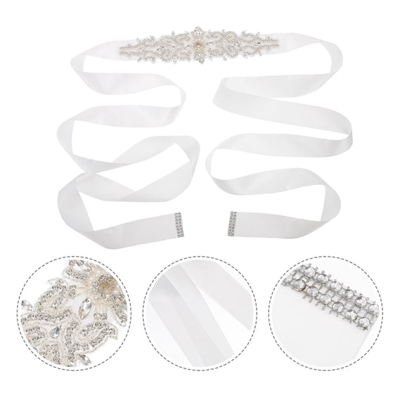 KONTONTY Ivory Wedding Dress Accessory Bride Belt Stylish Waistband for Party Costumes
