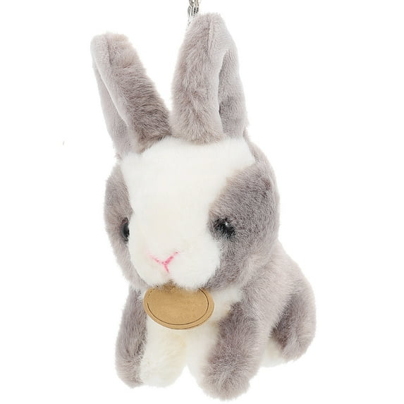 KONTONTY Key Rings Pendant Plush Rabbit Keychain Grey 1Set Key Accessory