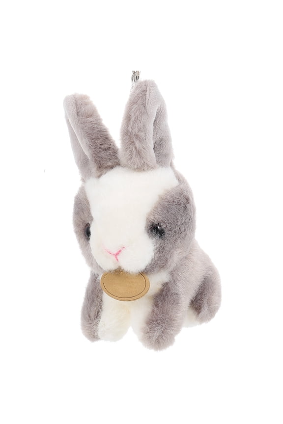 Key Rings Pendant Plush Rabbit Keychain Grey 1Set Key Accessory