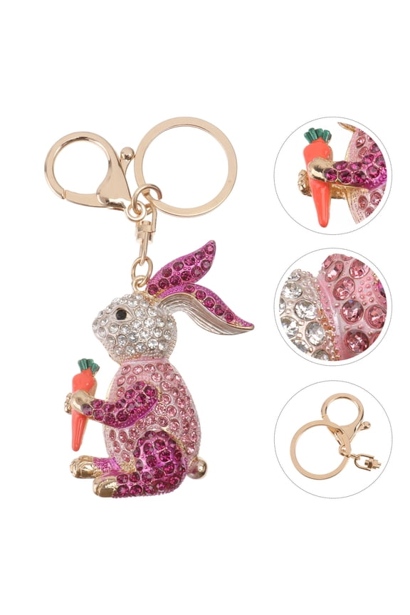 1Pcs Cute Key Rings Rabbit Keychain Rhinestone Gift for Family