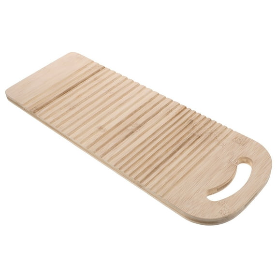 KONTONTY Khaki Plastic Bamboo Washboard for Hand Washing Clothes with AntiSlip Design and Wavy Rubbing 16.5 x 9.5 inches