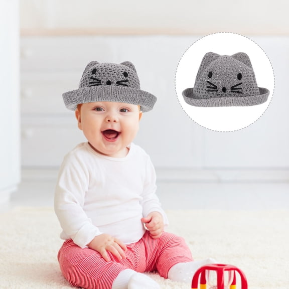 KONTONTY Kid Beach Caps Grey Cotton Polyester Breathable Fashion Design