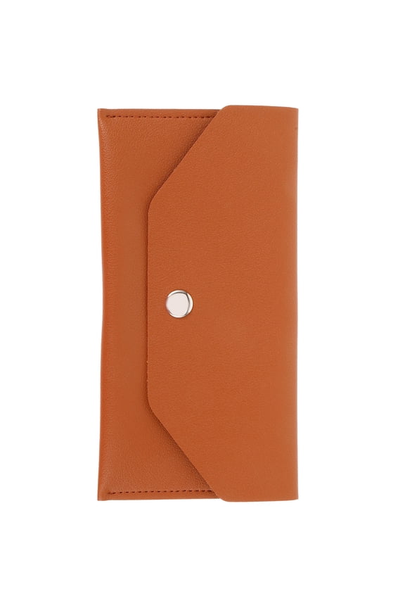 Large Capacity PU Wallet Outdoor Travel Purse Stylish Button Closure Brown