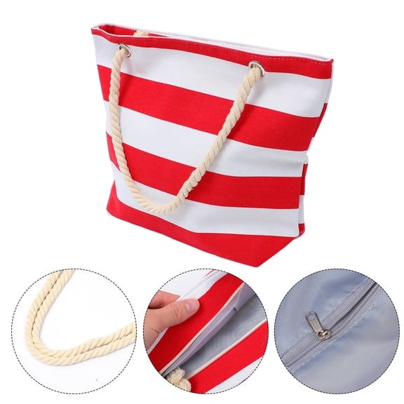 KONTONTY 1Pc Red Single Shoulder Canvas Pouch with Hemp Rope Handle Large Capacity